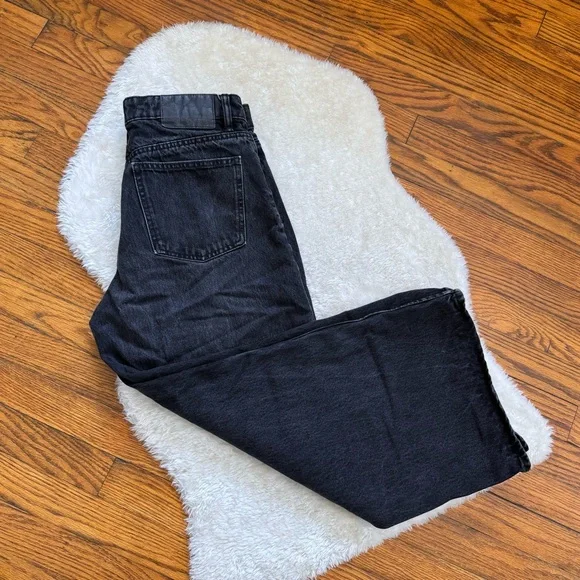 Zara Loose Fit  Wide Leg Crop Length Black Jeans Sz 8 - Picture 11 of 11